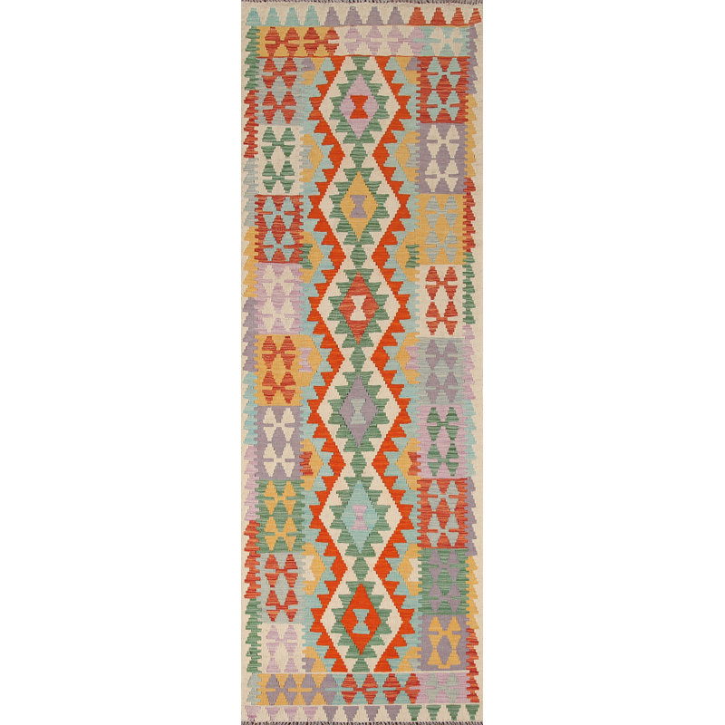 Tapis de couloir en laine South Western Kilim 3 x 10