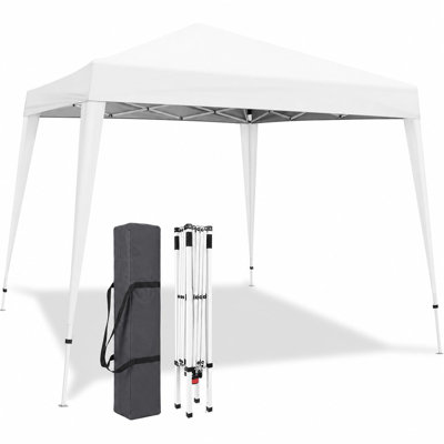 10x10 Pop Up Canopy Tent w/ Slant Legs - Quick Outdoor Gazebo, Heavy-Duty Steel Frame, UV & Water-Resistant Portable Shade Shelter for Patio, Beach, Camping & Events - White