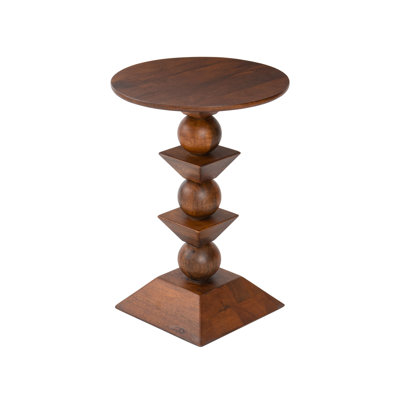 Arquita Solid Wood Pedestal End Table