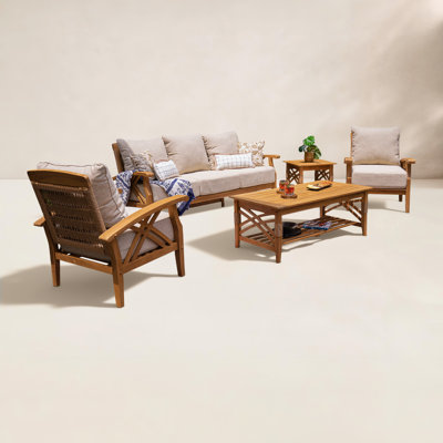 Cotesfield 5-Person Teak Patio Seating Group