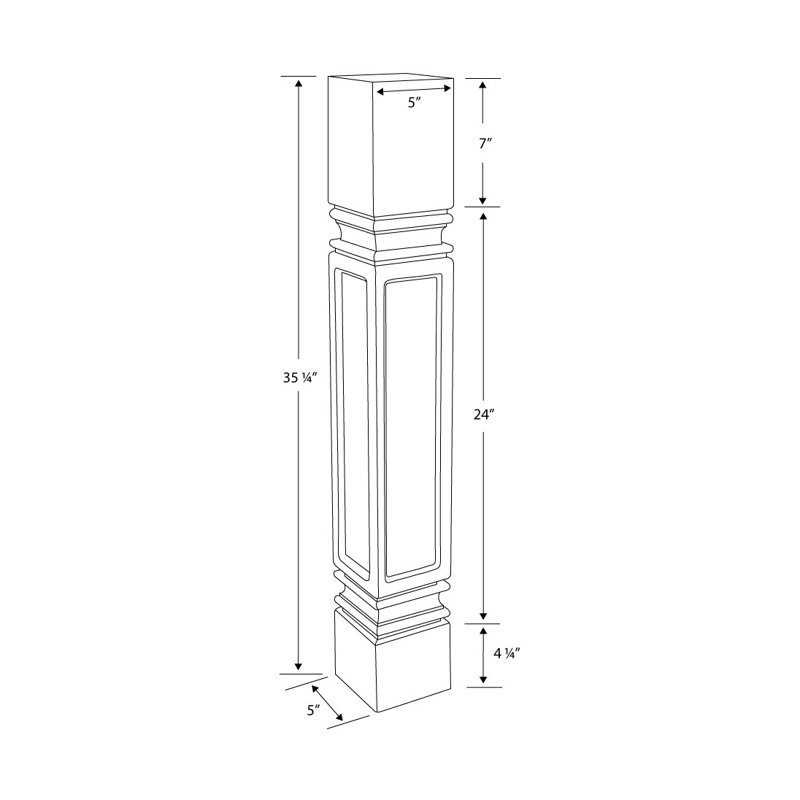 35.25" High Cherry Wood Mission Style Island Leg