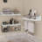 Bathroom Shelves Over Toilet for Wall Floating Shelves with Storage Basket Paper Holer Set of 3 (White and Black)-1084084502
