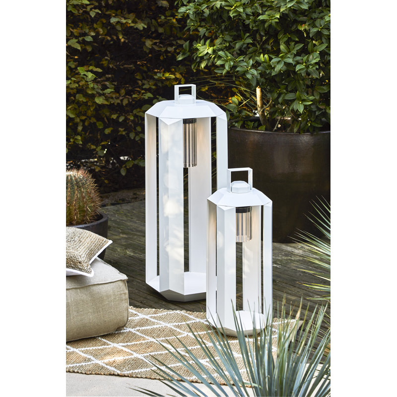Cube Outdoor Battery Lamp, 28.3" H x 9.6" W x 9.6" D, Matte White