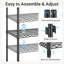 Étagère en métal robuste à 5 niveaux Étagère de rangement polyvalente en métal Capacité de 1650 lb Tablettes de rangement en fer