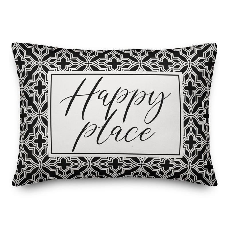  Housse de coussin rectangulaire et insert Happy Place Quatrefoils, Noir