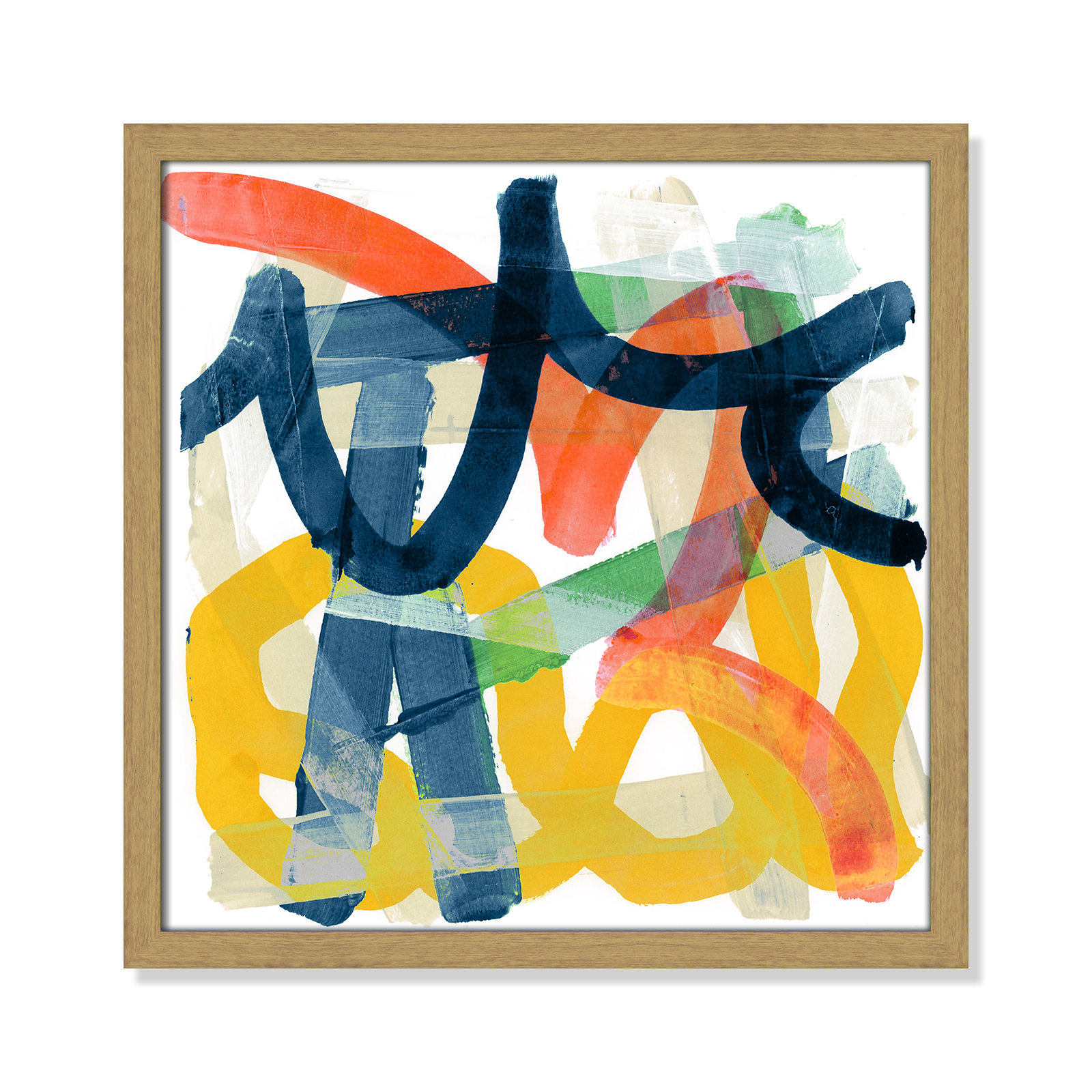 Shuffling by Cartissi - Picture Frame Painting, Natural Framed, 17" H x 17" W x 0.75" D