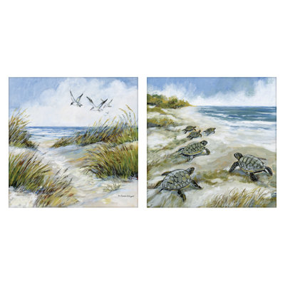 Beach Creatures on Dunes 2pc Canvas Set, design by Susan Winget
