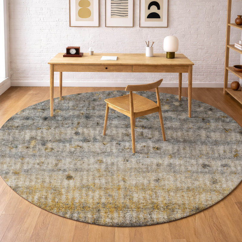 Premium Machine Washable Mayfield Stripes Rug, Taupe, 8' Round