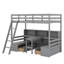 Lit mezzanine simple avec tablettes de rangement, tiroirs, siège et bureau-991028697
