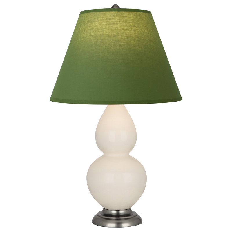 Petite lampe d'appoint à double gourde, Crème / argent antique, Thé vert / taupe
