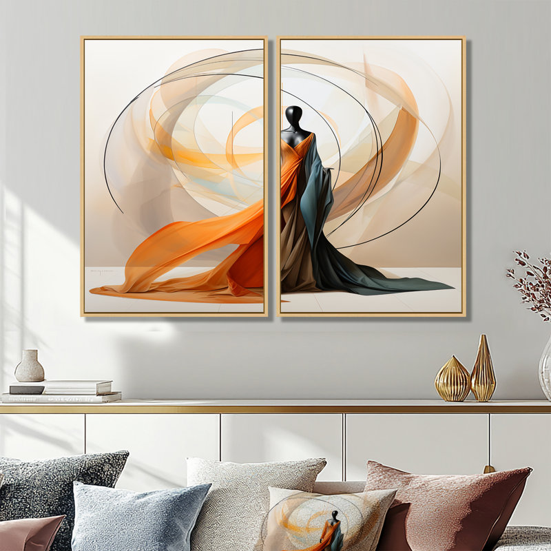 Abstrait danseur contemporain africain I - art mural moderne noir, H 36 po x l 48 po, Impression encadrée flottante