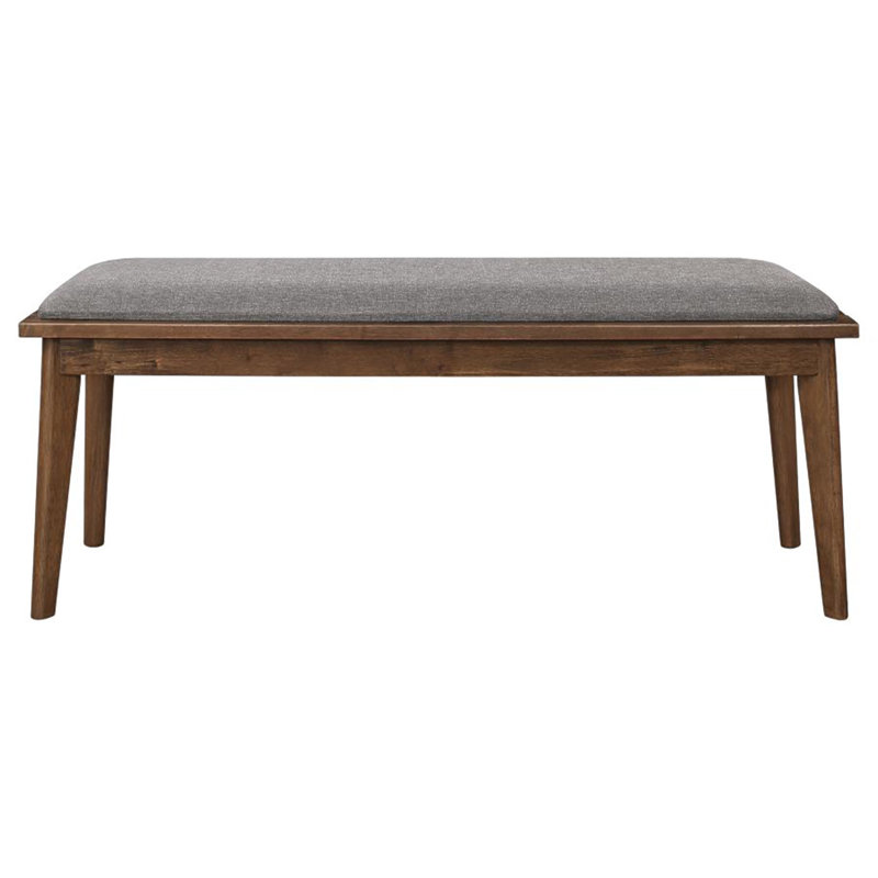 Banc de salle à manger rembourré gris et noyer naturel