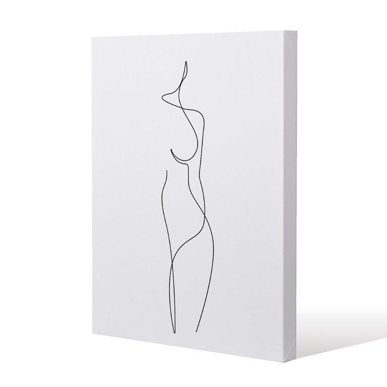 Orren Ellis Line Art Drawing Of Woman Canvas Print | Wayfair