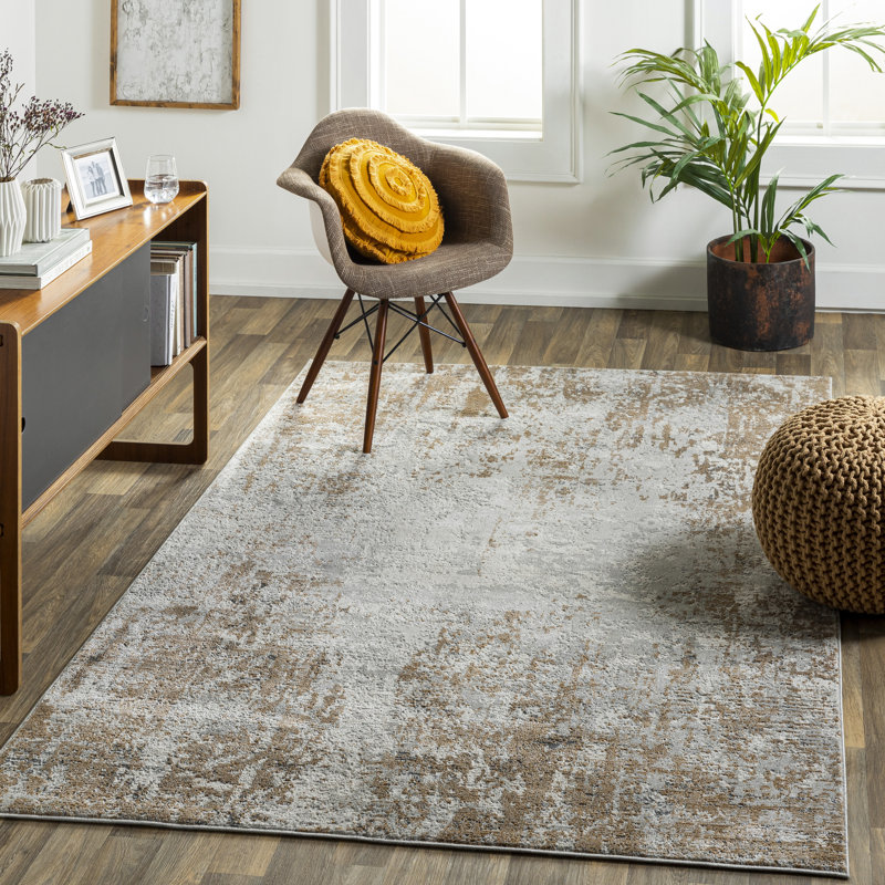 Tapis beige tissé à la machine Quann, Rectangle 9 pi x 12 pi 4 po