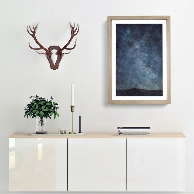Starry Sky Painting - Framed Print, Oak Framed, 63cm H x 45cm W x 2cm D