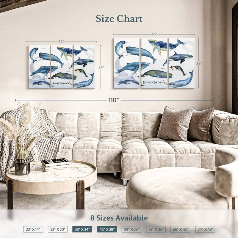 Brampt Ocean Mammals Chart, 42" H x 65" W