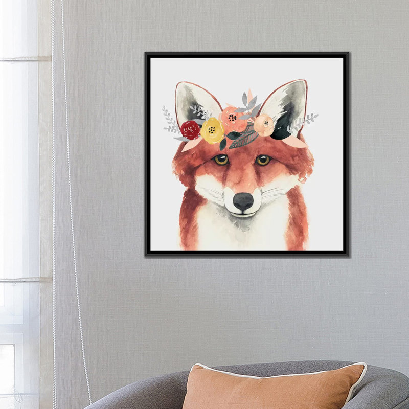 « fleur couronne forester iv », impression sur toile, H 18 po x l 18 po x P 1,5 po, Toile avec cadre noir, Pas de tapis