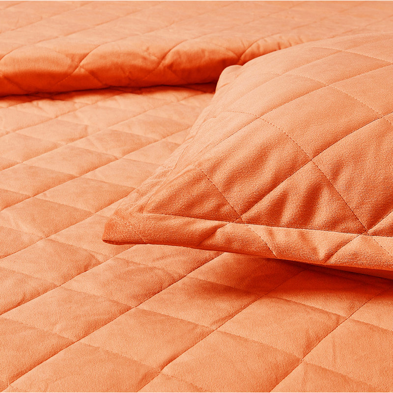 Polyester Coverlet with Pillow Shams, Burnt Orange