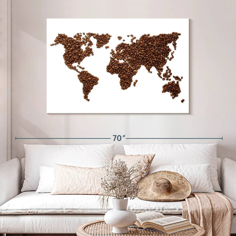 Aliaz Coffee Beans World Map, 32" H x 48" W