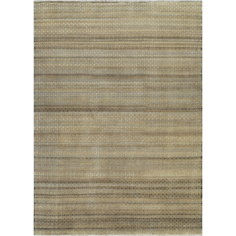 High-Quality Hand-Knotted Multi And Brown Area Rug, Rectangle 10' x 14'