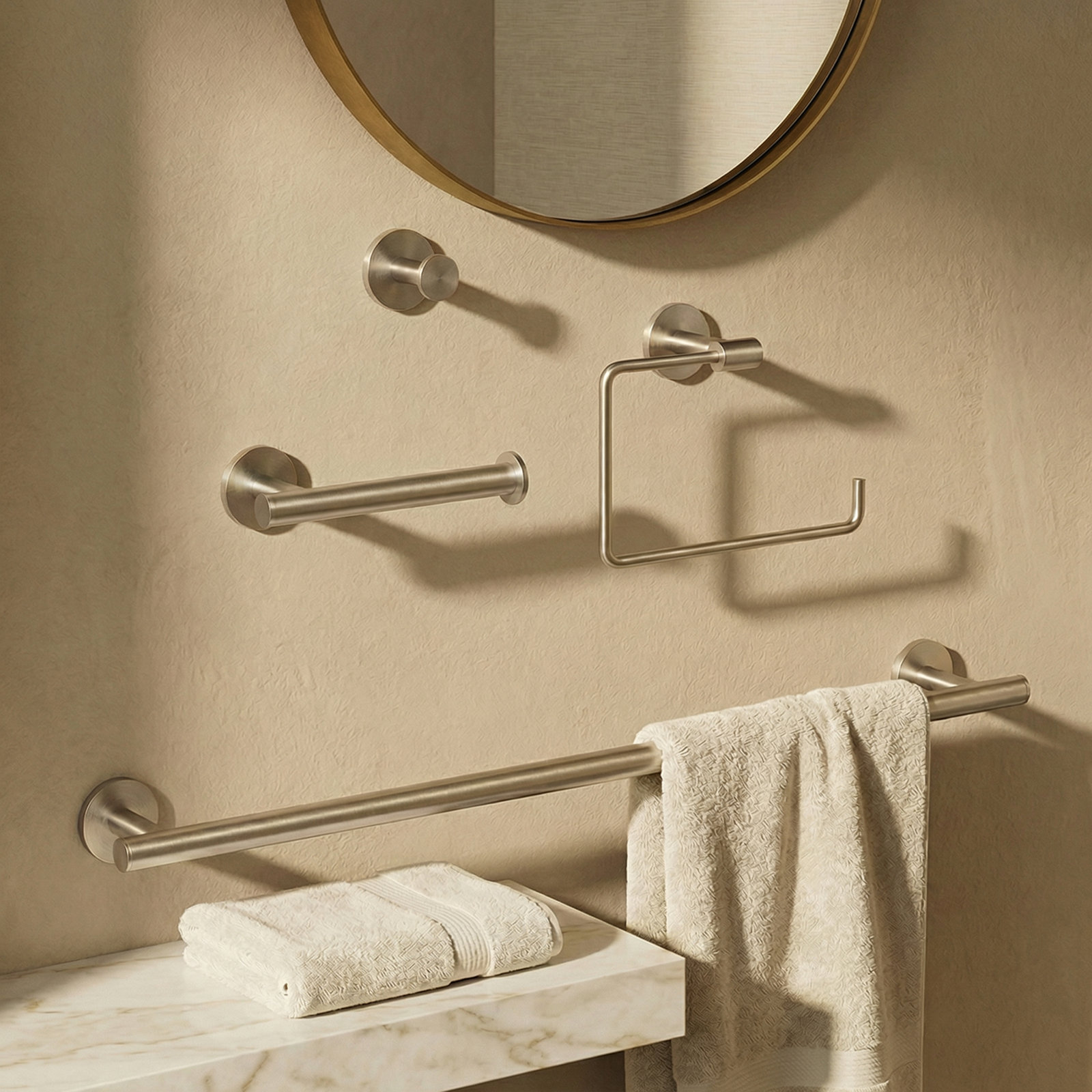Elan 4-Piece Bathroom Hardware Set, Brushed Nickel
