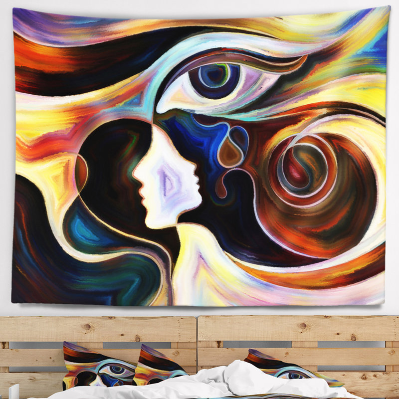 Tapisserie abstraite colorée d'intuition, H 32 po x l 39 po