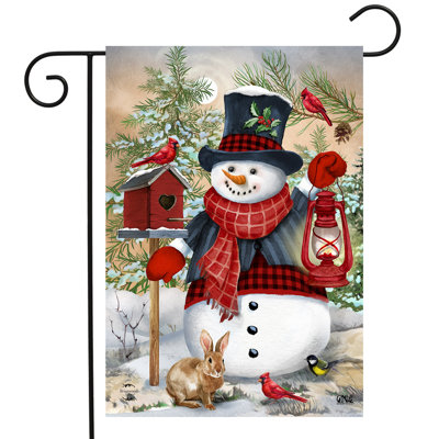 Drapeau de jardin bonhomme de neige et amis