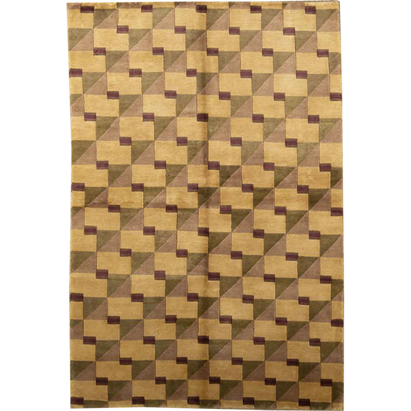 Himalayan Wool Geometric Area Rug in Gold