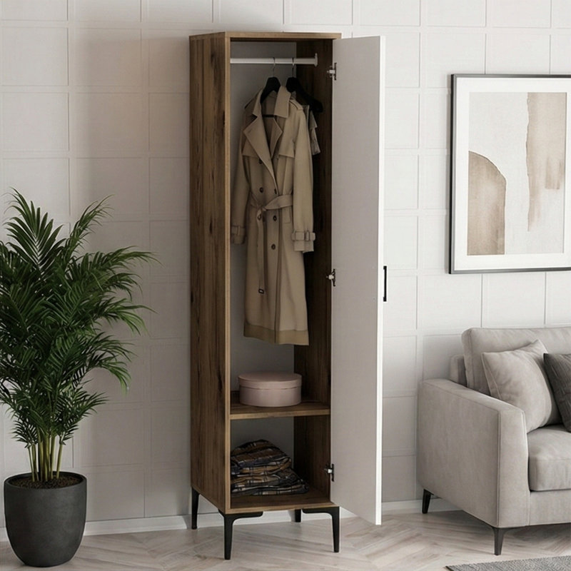 6.6 Ft. Tall Patterned Bathroom Cabinet, Walnut White