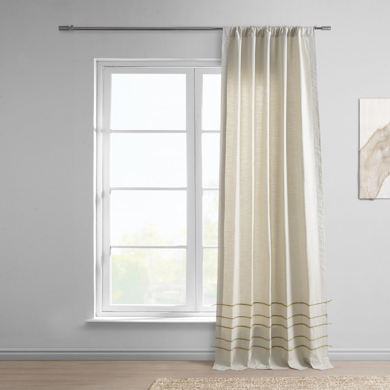 100% Cotton Semi Sheer Curtain Single Panel, 50" W x 96" L, Maidstone White
