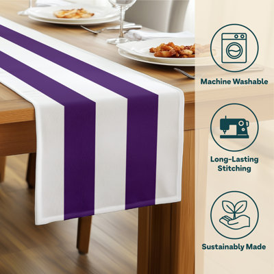 Purple Striped Table Runner 72" x 12"