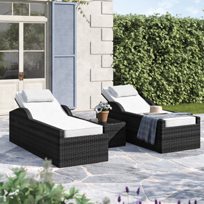 Almanza 77.95" Long Reclining Outdoor Chaise Lounge with Cushions