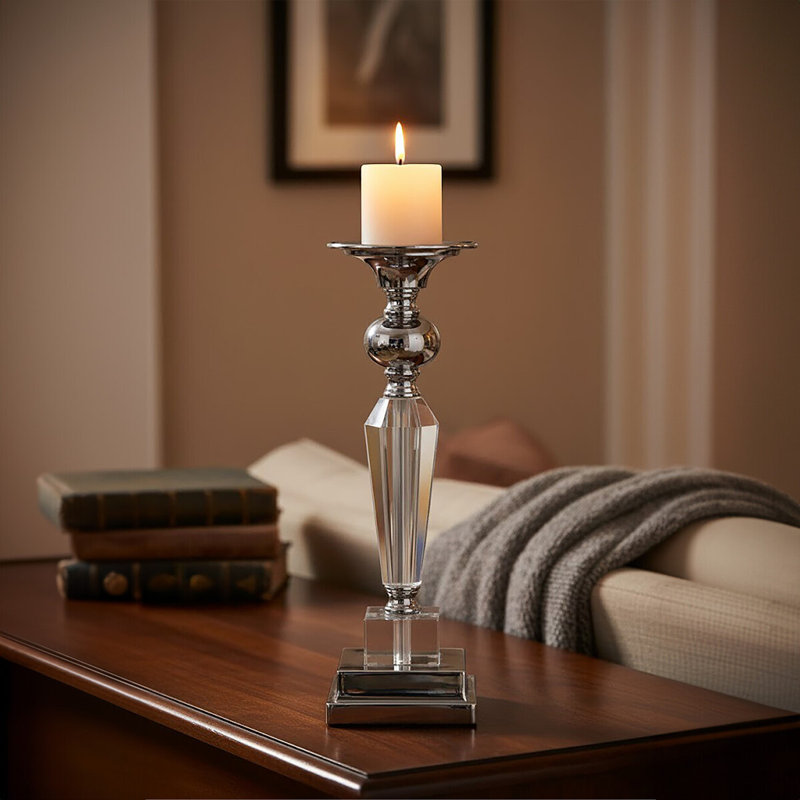 Iron Tabletop Candlestick, 32cm H x 10cm W x 10cm D
