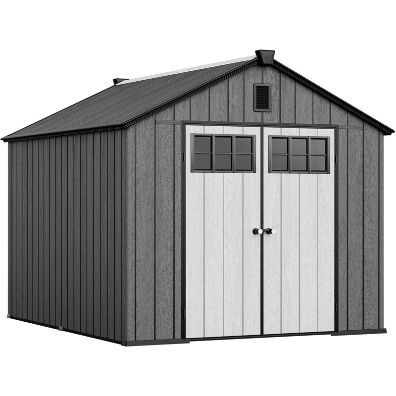Remise de rangement extérieure 8 x 10 pi avec plancher, Gris