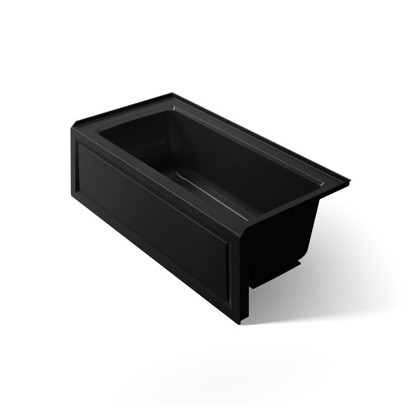 Archer Alcove Bath with Bask Heated Surface, Integral Apron, Tile Flange, Black, Right
