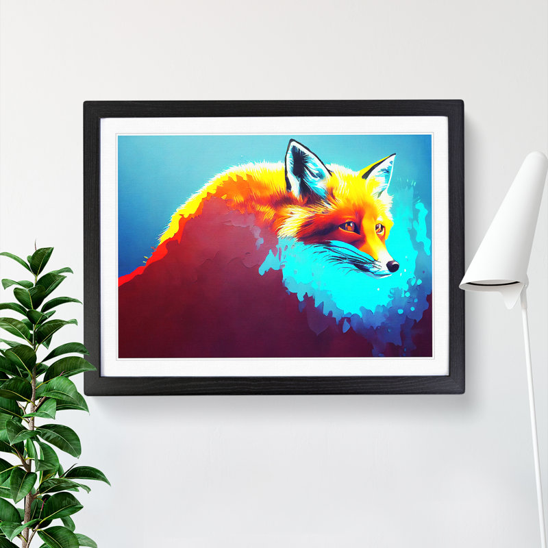 Fox Vol.4 - Single Picture Frame Painting, Black, 46cm H x 64cm W x 2cm D