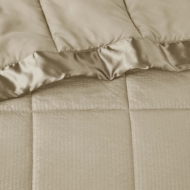 Oversized Down Alternative Blanket with Satin Trim Taupe King, 96" L x 108" W, Taupe