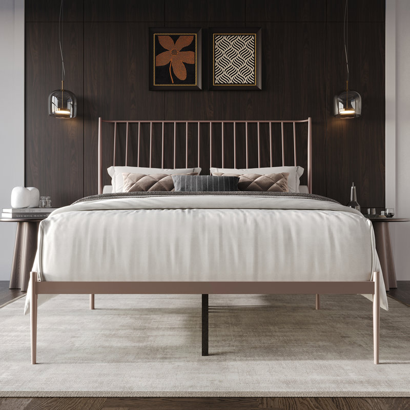 Metal Platform Bed, White, Full