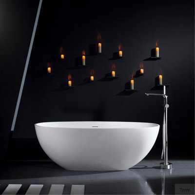 65.2 Inch Freestanding Solid Surface Soaking Bathtub For Bathroom