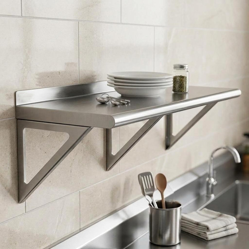 Stainless Steel Wall Mounted Shelving Unit, 12.7cm H x 61cm W x 15.24cm D