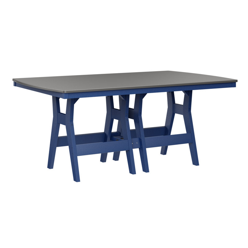 Table de salle à manger rectangulaire 66 po Berlin Gardens Harbor, Acier inoxydable martelé, Bleu pacifique