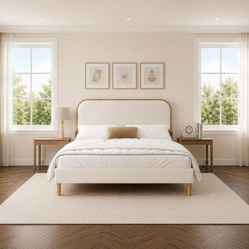 Arula Upholstered Solid Wood Queen Bed