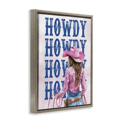  «Howdy Cowgirl with Lasso», art mural sur toile par lettré et doublé