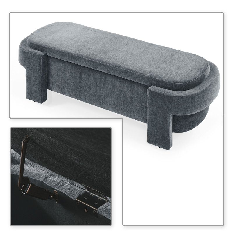 Chenille Upholstered Storage Bench