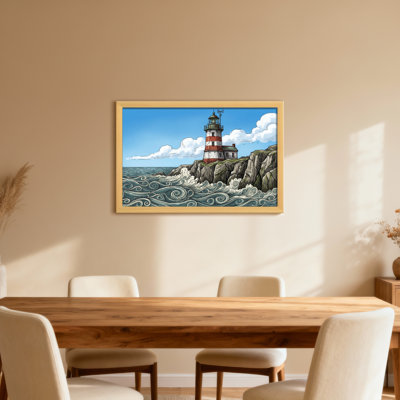 Lighthouse On Rocky Coast With Waves
