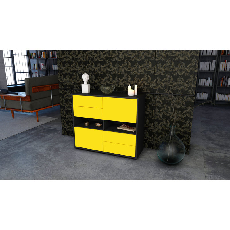 Prosper 92cm Sideboard, Charcoal/Yellow