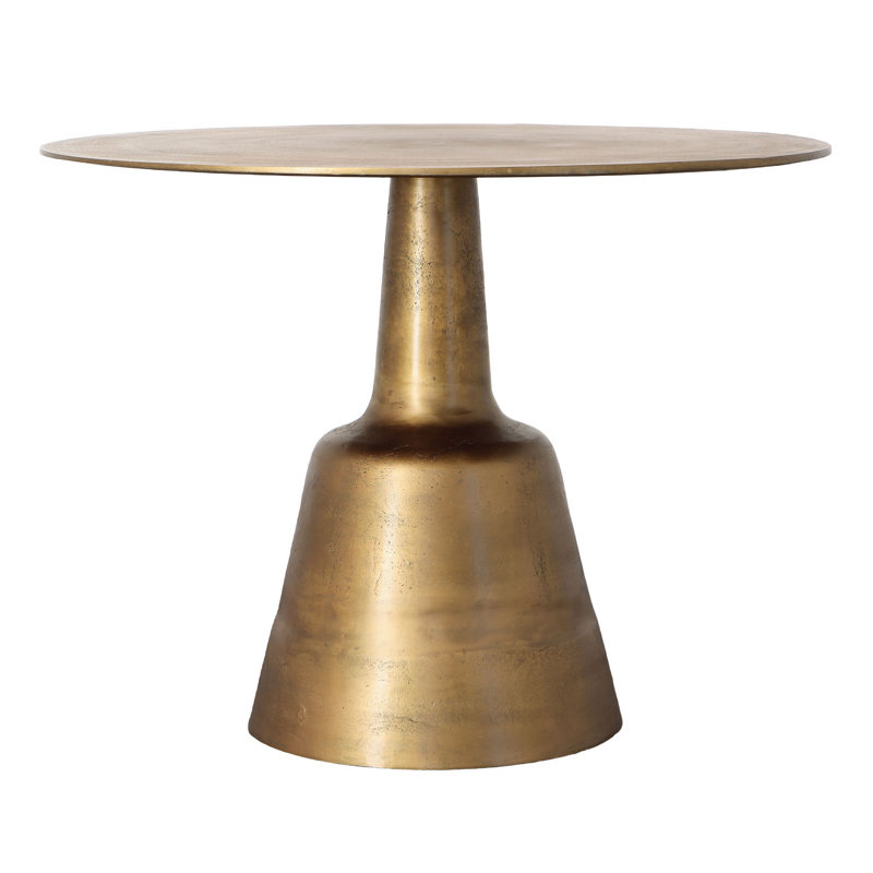 Golbez 32-Inch Round Aluminum Antique Brass Finished Pedestal Base Bistrotable, Gold, 30"H x 40"L x 40"W