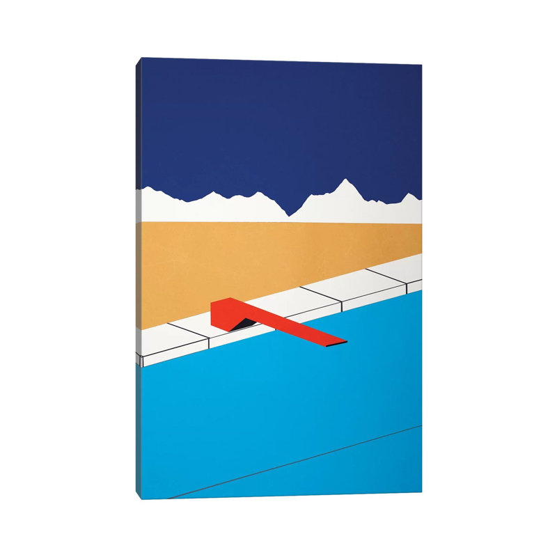 Desert Pool With Red Diving Board 1 Piece Wall Art on Canvas, 66.04 cm H x 45.72 cm W x 1.905 cm D, Does Not Apply