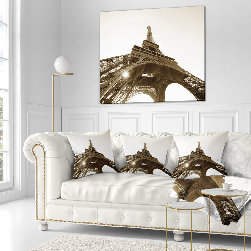Coussin décoratif en bleu ciel en forme de "photographie paris", 16 po x 1 po, Coussin décoratif