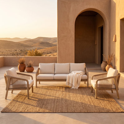 5-Person Outdoor Acacia Wood Conversation Set With Cushions